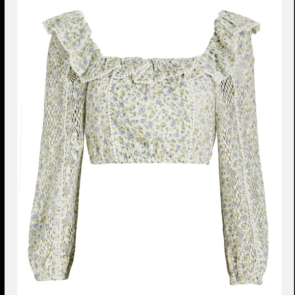 Loveshackfancy dorabella lace trim crop top - Picture 5 of 6